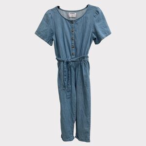OLD NAVY Girls Chambray Short Sleeve Jumpsuit (Size L 10-12) EUC